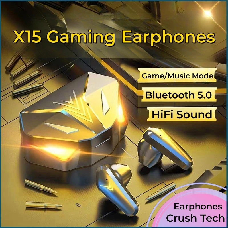 X15 TWS Gaming Earbuds Wireless Bluetooth Earphones With Mic Bass Audio Sound Positioning 9D Stereo Music HiFi Headset For Gamer