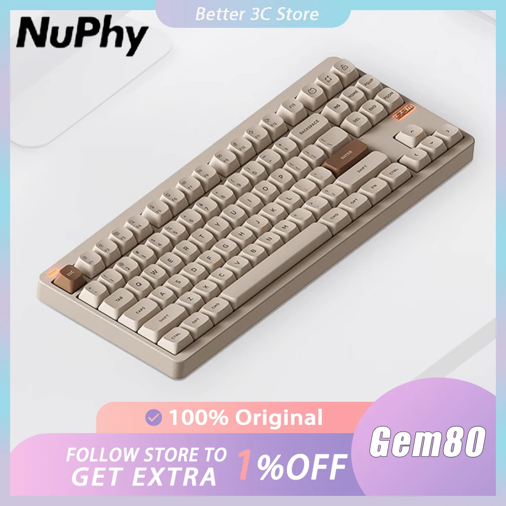 

NuPhy Gem80 Mechanical Keyboard Three Mode RGB Backlit Support VIA/QMK Wireless Gaming Keyboard Hot Swap Ergonomics Pc Gamer Win