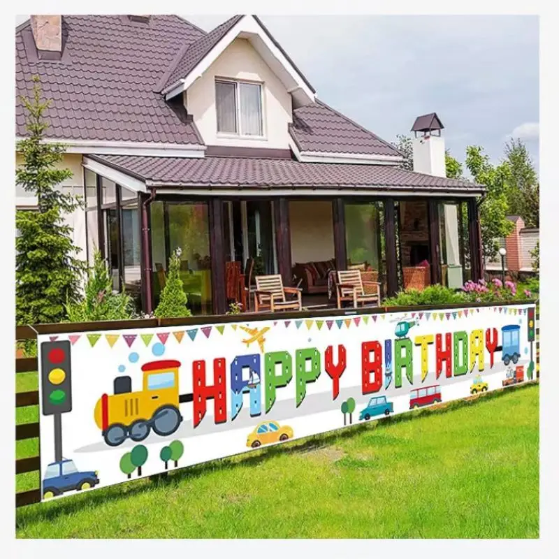 

Steam Train Happy Birthday Background Photography Woodland Safari Yard Party Backdrop Newborn Baby Photo Shoot Banner Flag Kids