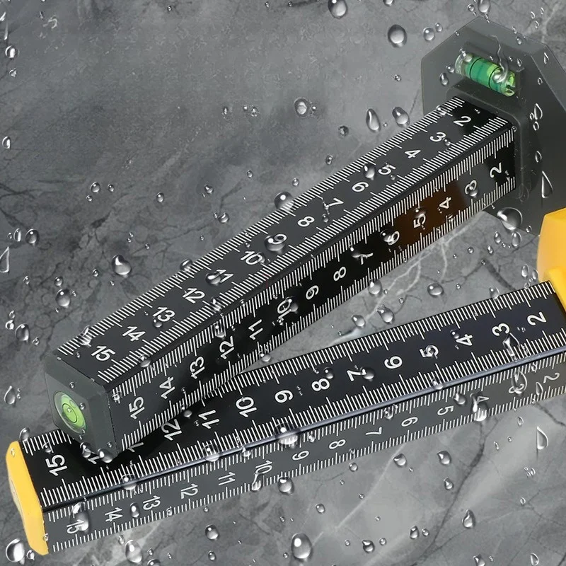 4-Sided Square Equal Height Marking Ruler Magnetic High Precision Laser Grading Tile & Ceiling Level Positioning Gauge Tool view 2