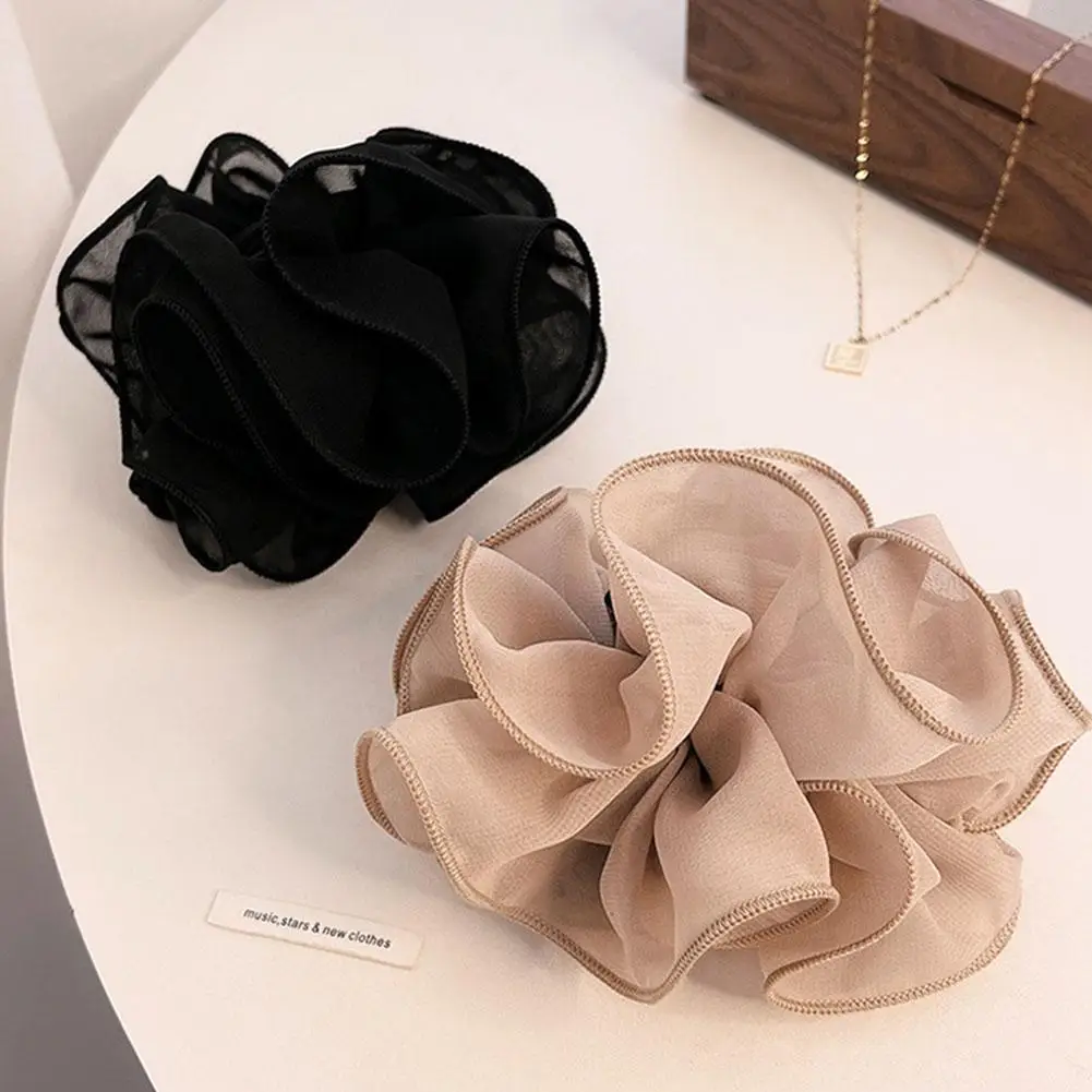 2024 Sweet Temperament Fashion Exaggerated Hair Band Hair Accessories Retro Wrinkle Chiffon Scrunchies for Women Girls