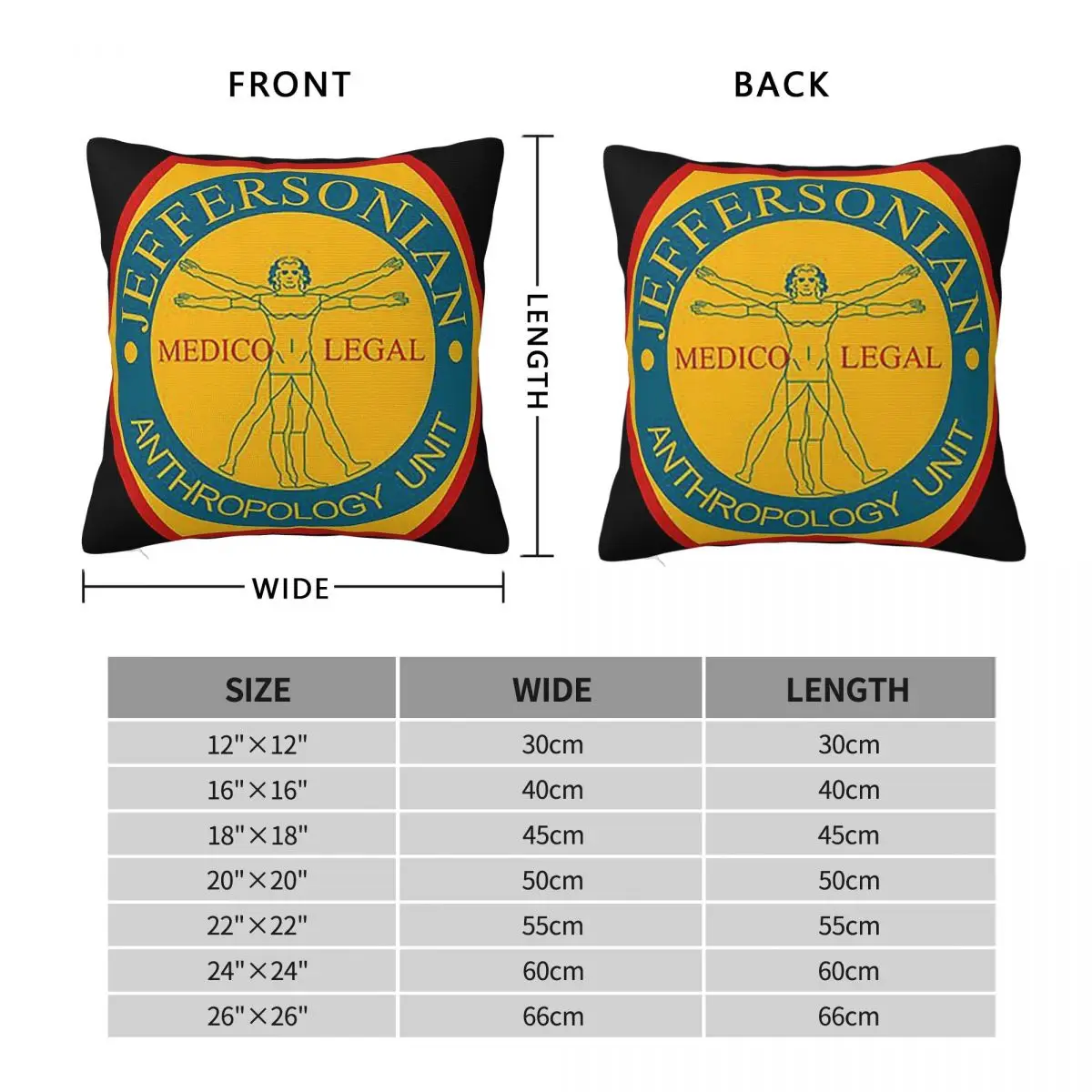 Bones Jeffersonian Institute Logo Square Pillowcase Pillow Cover Polyester Cushion Decor Comfort Throw Pillow for Home Car