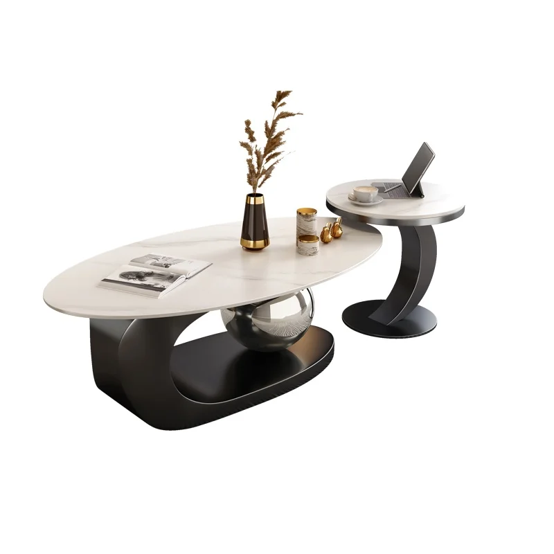 ！@2025 New Style Italian Home Living Room Round Top Iron Coffee Tea Table Light Luxury High-End Modern