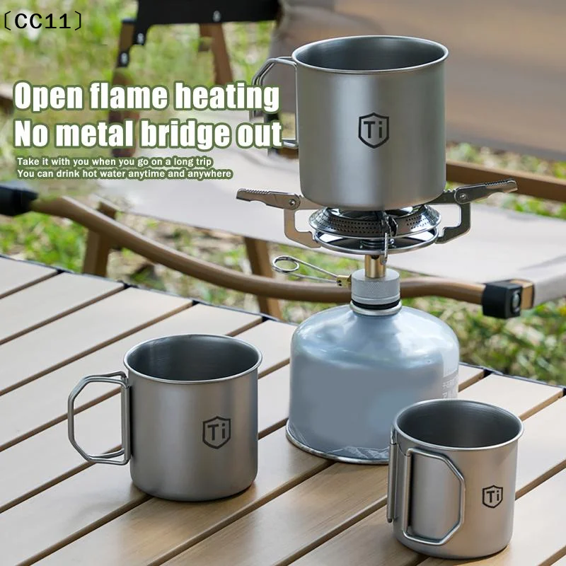Titanium Steel Coffee Mug Cup With Foldable Handle Outdoor Camping Water Mug Tableware For Hot And Cold Beverages〔CC11〕