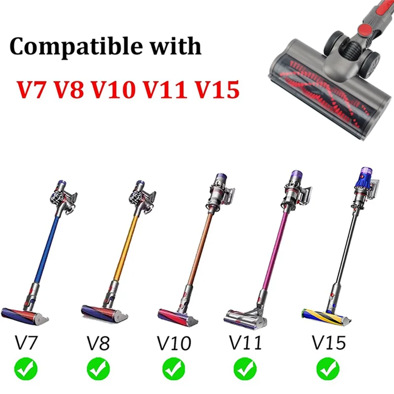 ABRG Motorized Brush with Bristle Roller Vacuum Cleaner Head Floor Attachment with LED Headlights