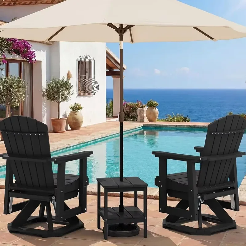 for Adirondack Swivel Glider Chair HDPE Glider Set of 2 for Outdoor All Weather Contemporary Design Hotel and Park Use