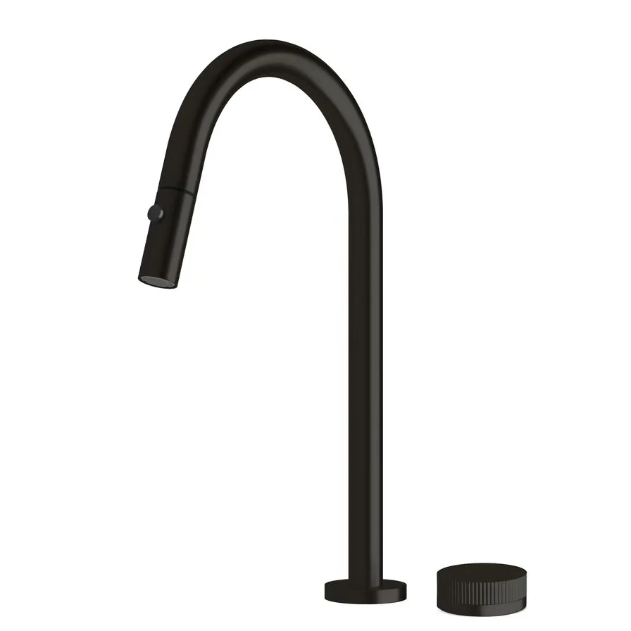 Pull, kitchen faucet, basin faucet, brushed silver, black matte.