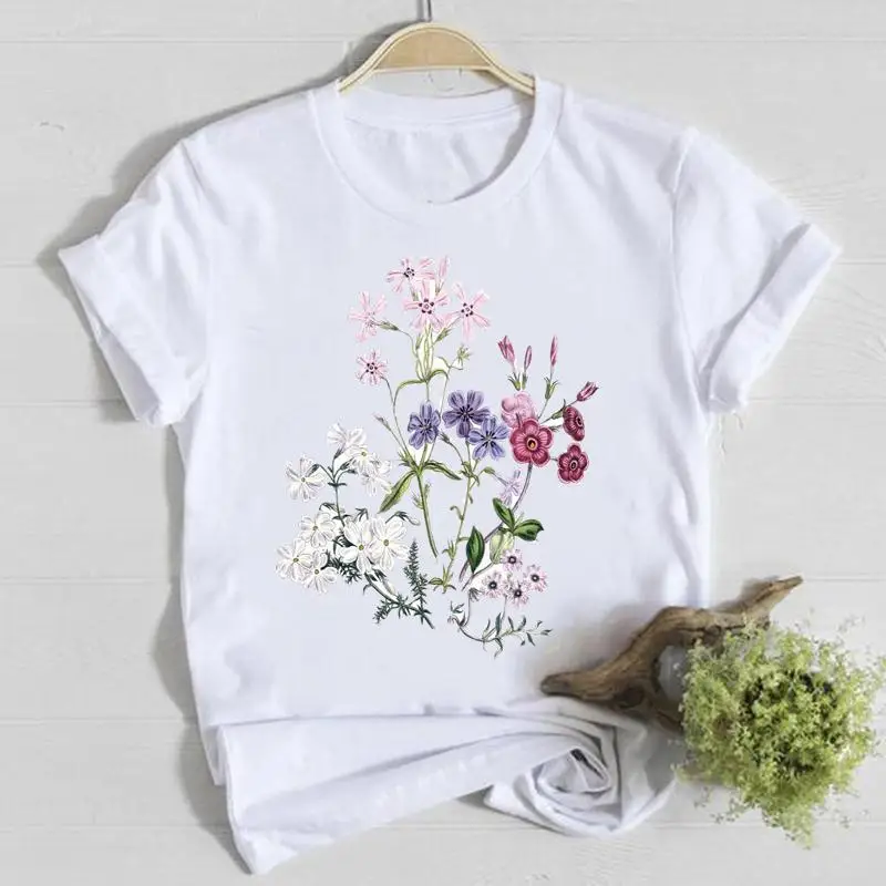 Flower Spring O-neck Tee Top Shirt Lady Clothes Fashion Tshirt Summer Female T Women Short Sleeve Casual Graphic T-shirts - Image 6