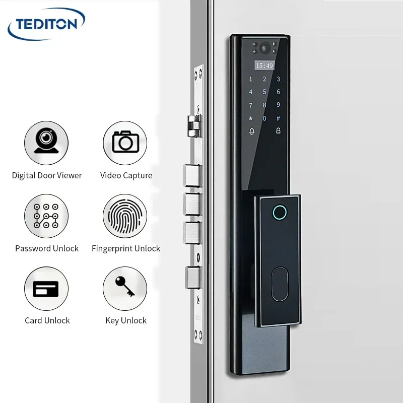 Tediton Fechaduras Inteligentes Biometric Fingerprint Security Digital Fingerprint Smart Camera Door