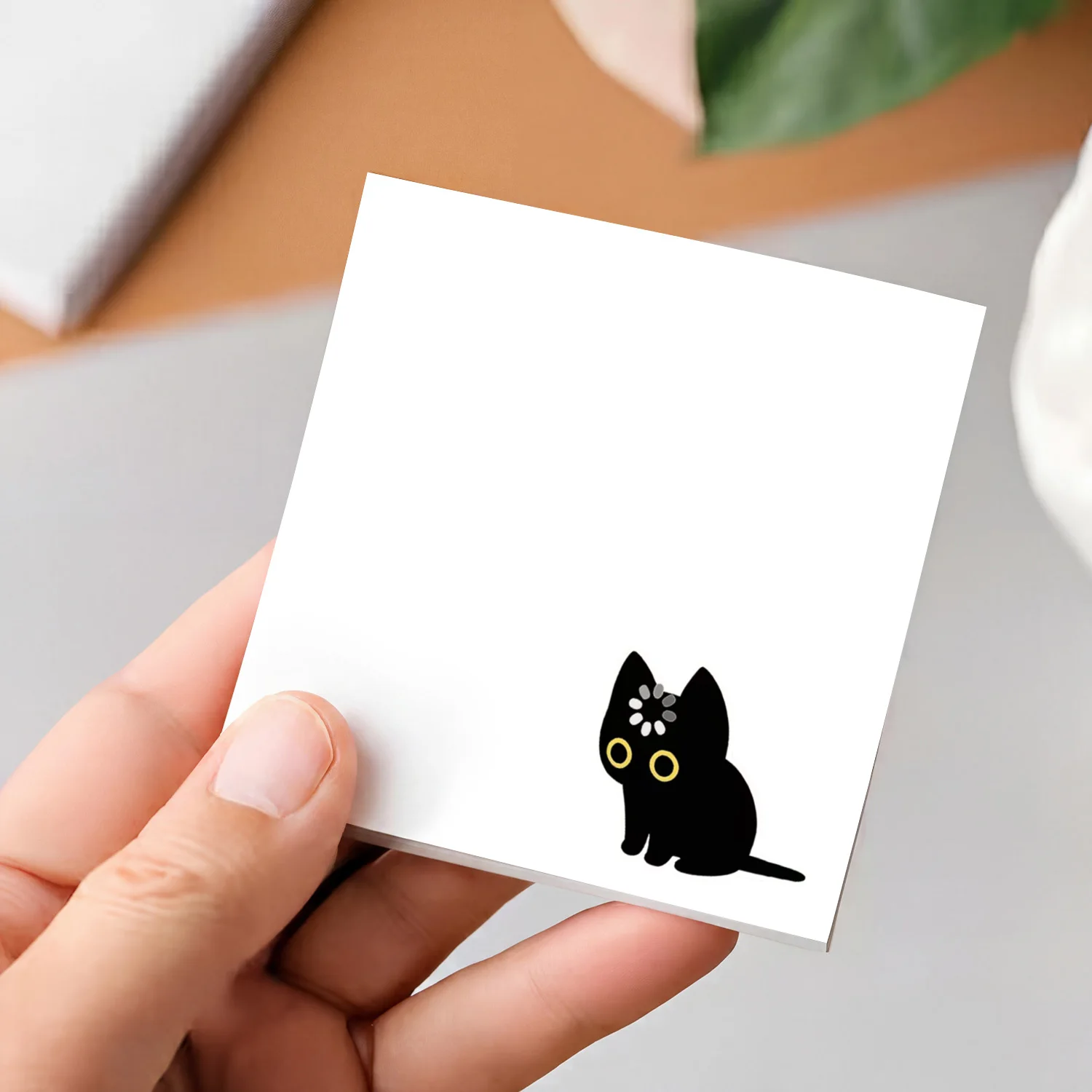 2pcs Cute Black Cat Sticky Notes, Kawaii Animal Self Stick Memo Pads, 100 Sheets Total, Minimal Aesthetic Cat Notepad view 3