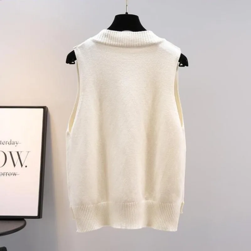 Sweater Vests Women Spring Casual All-match Solid Simple Side-slit V-neck Knitted Loose Cozy Ulzzang Gentle Trendy Clothes Chic