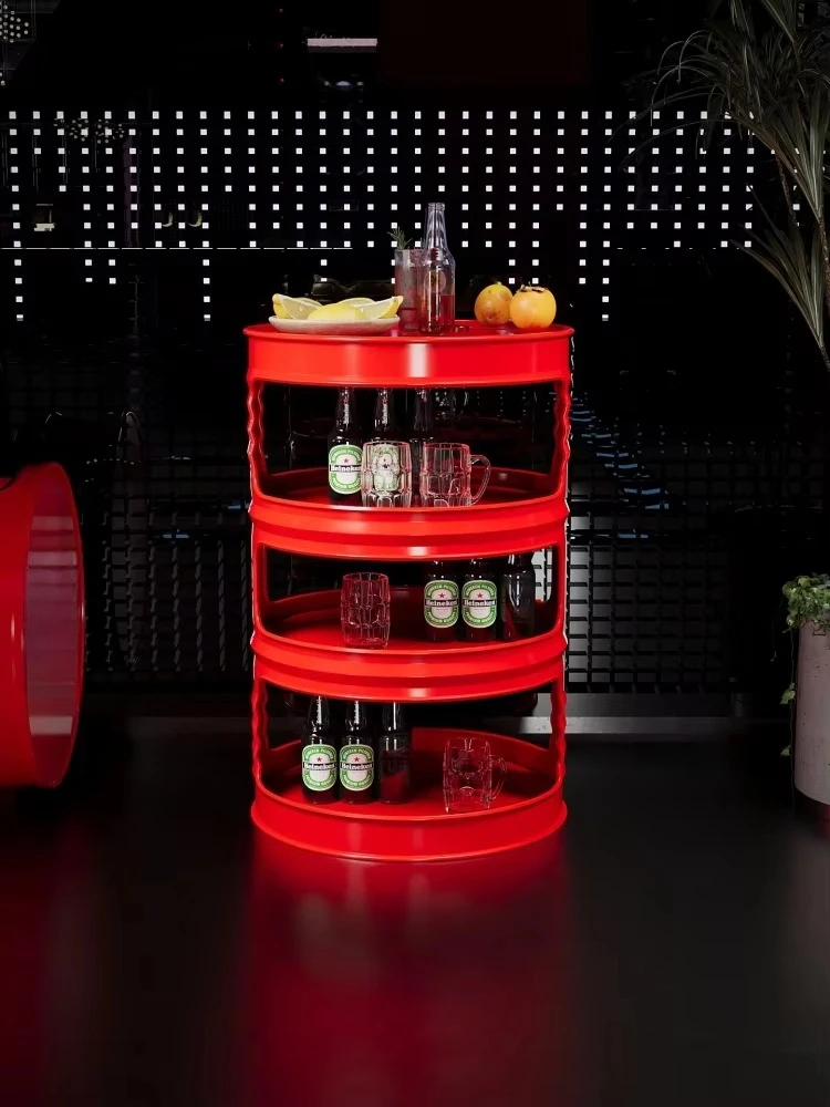 رف تخزين متعدد الطبقات إبداعي عتيق صناعي Qingba Bistro حامل عرض أسطوانة الزيت والنقش التجاري والحرف المعدنية #3