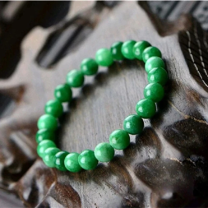 High Quality Natural Original Ecological Jewelry Round Beads Gemstone Bracelet Emerald Jade Jadeite