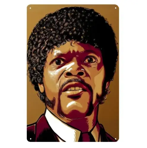 1p,Pulp Fiction Samuel L. Jackson Movie Metal Poster Tin Sign 20x30cm Plate