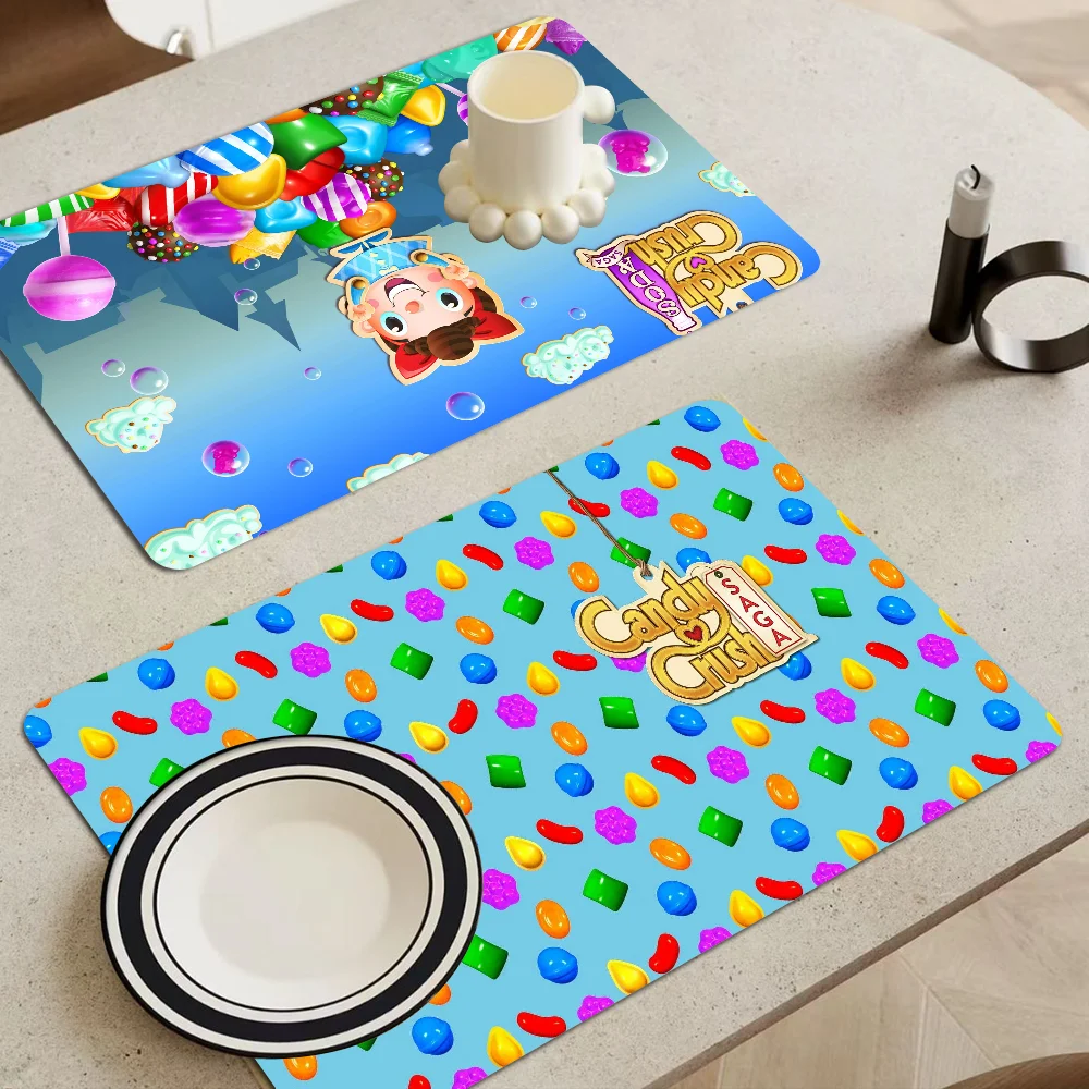 

Candy Crush Saga Coffee Mat Dish Draining Mat Drying Mat Quick Dry Bathroom Drain Pad Kitchen Faucet Placemat