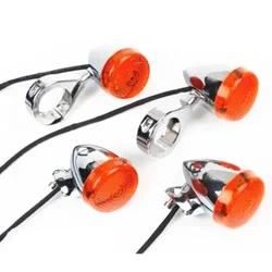 Chrome Motorcycle Front + Rear LED Turn Signal 39mm Fork Clamp Light For Harley Honda Yamaha Kawasaki Suzuki