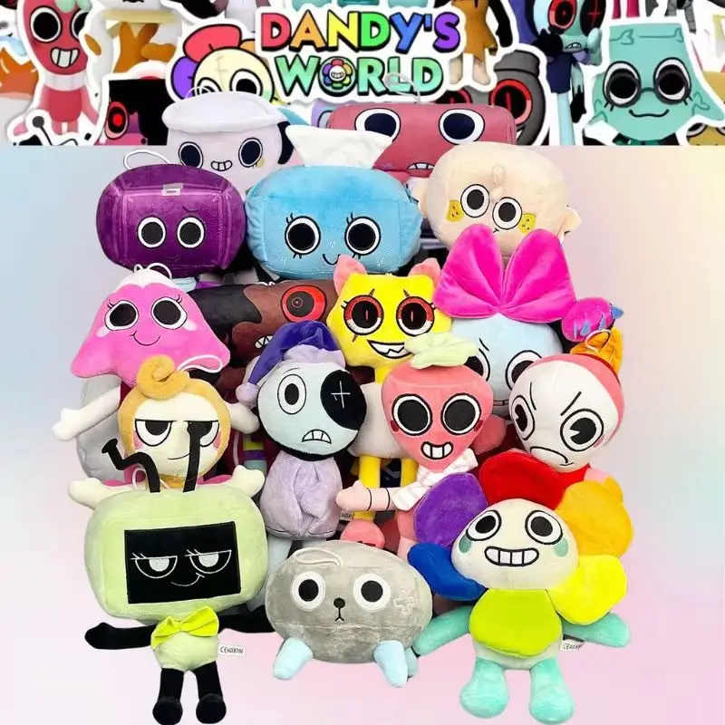 50pcs Cartoon Dandy'S World Plush Game Diy Stickers Dandy World Scrap Soft Stuffed Plush Toy Cute Plushie Pillow Dolls Xmas Gift