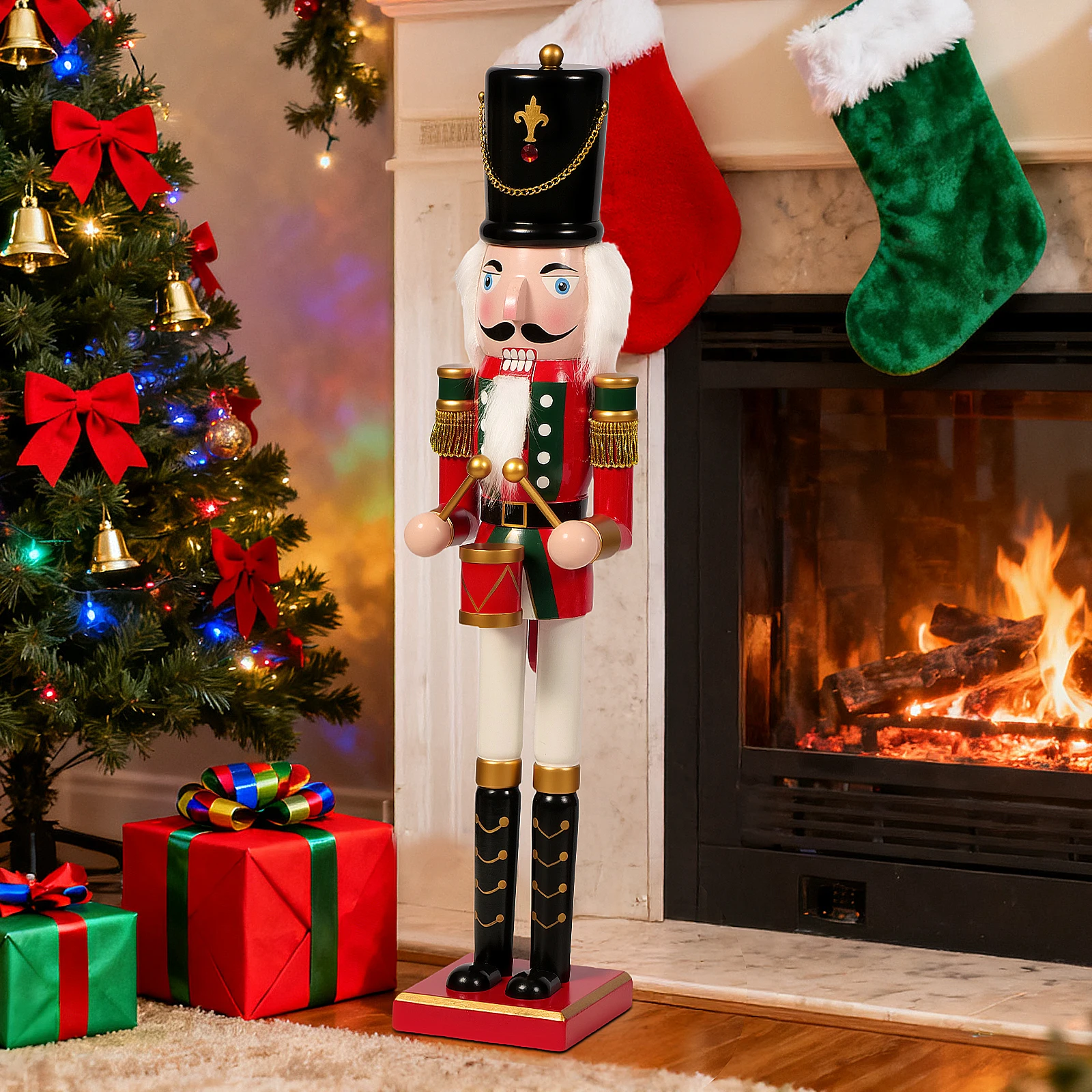 

Versatile Christmas Nutcracker Decor 3-in-1 Wooden Soldier Figure for Mantelpiece, Table Centerpiece, and as a Tree Ornament I