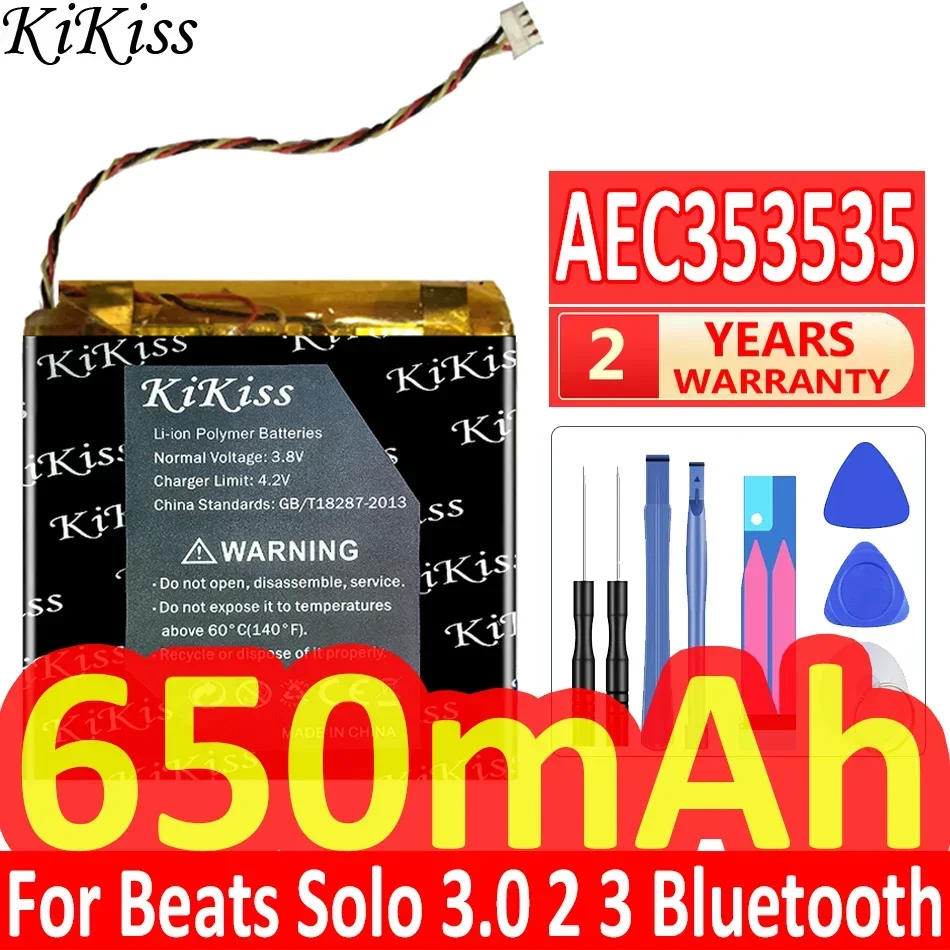 KiKiss For AEC353535 650mAh Replacement Battery For Beats Solo 3.0 2 3 Wireless Bluetooth Headset Solo2 Solo3 Solo 3.0 Tools