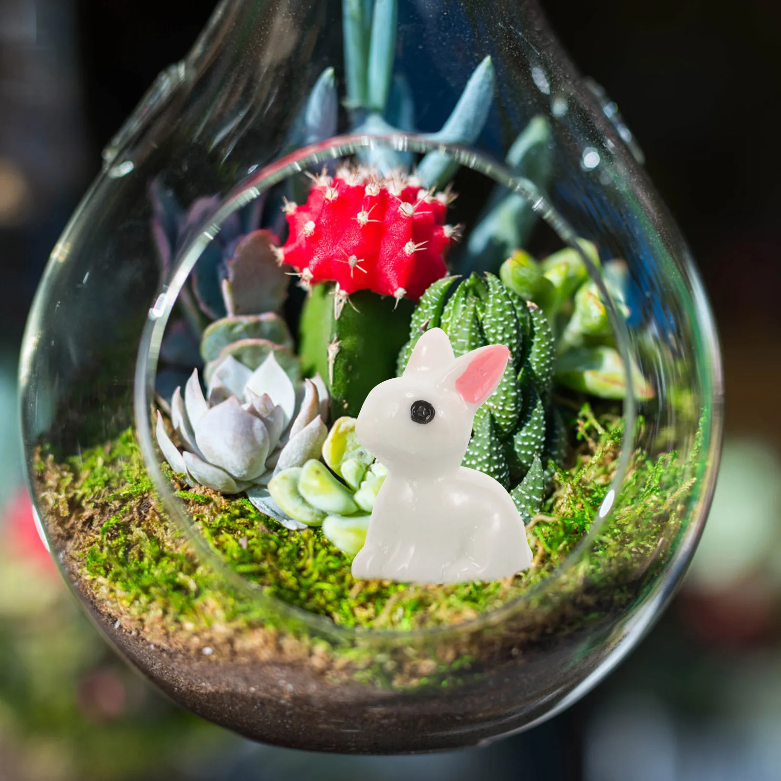 

100pcs Mini Rabbit Ornaments Resin Rabbit Figurines Garden Decor Models Miniature Animals For Home Bonsai Micro Landscape