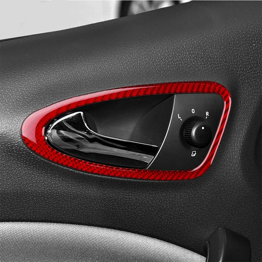 Real Soft Carbon Fiber Sticker For Seat Ibiza 6j 2009 2010 2011 2012 2013 2014 LHD RHD Car Inner Door Handle Panel Accessories