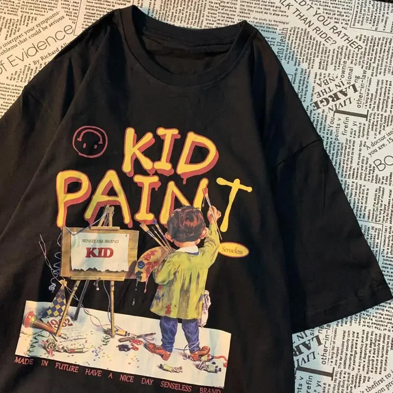 Hip Hop Vintage graphique haut endommagé Harajuku surdimensionné t-shirt manches esthétiques Streetwear femmes t-shirt Harajuku vêtements