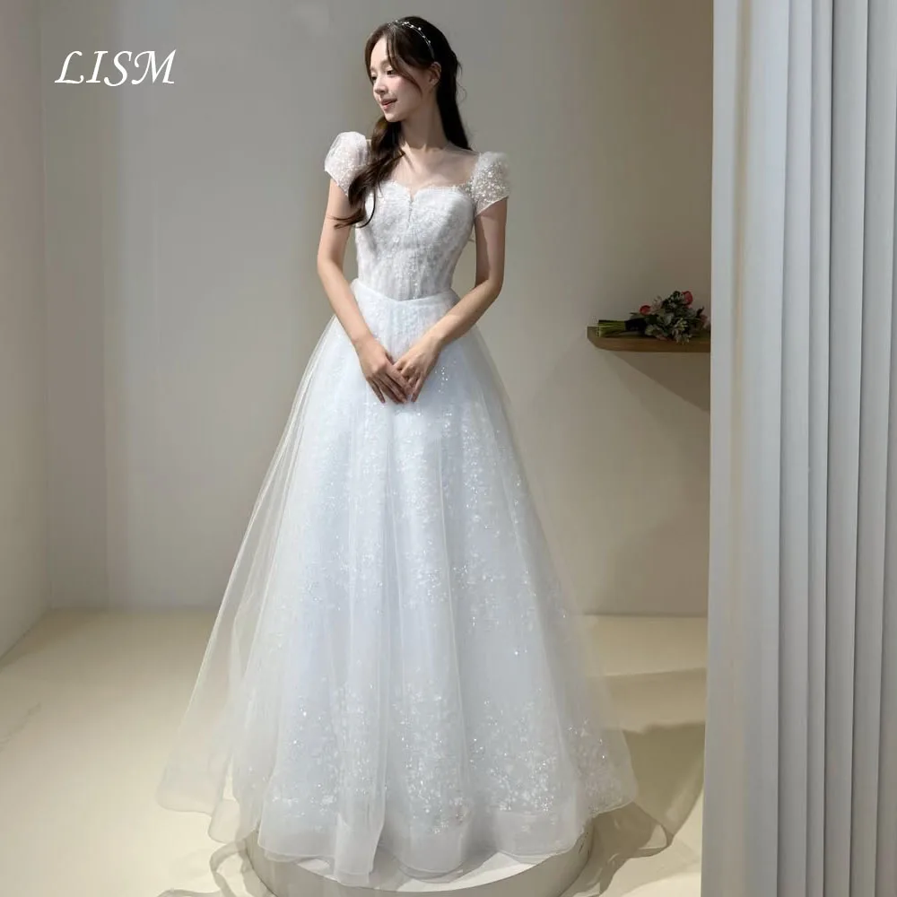 

LISM Sweetheart A-Line Luxury Korea Wedding Dress Tulle Silk Elegant Photo Shoot Long Bridal Gown Customized Corsets 웨딩드레스