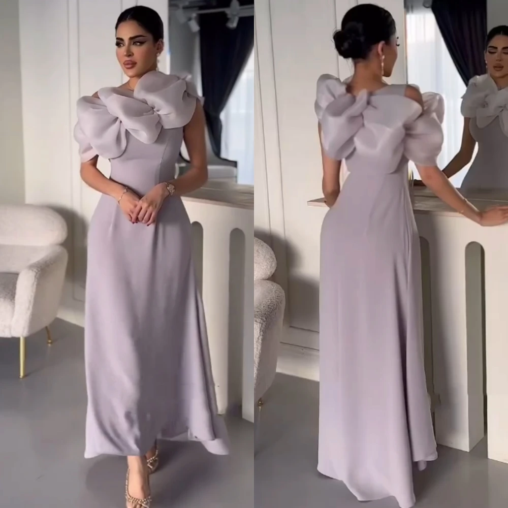 Customized Jersey Ruffle A-line O-Neck Bespoke Occasion Gown Midi Es Saudi Arabia