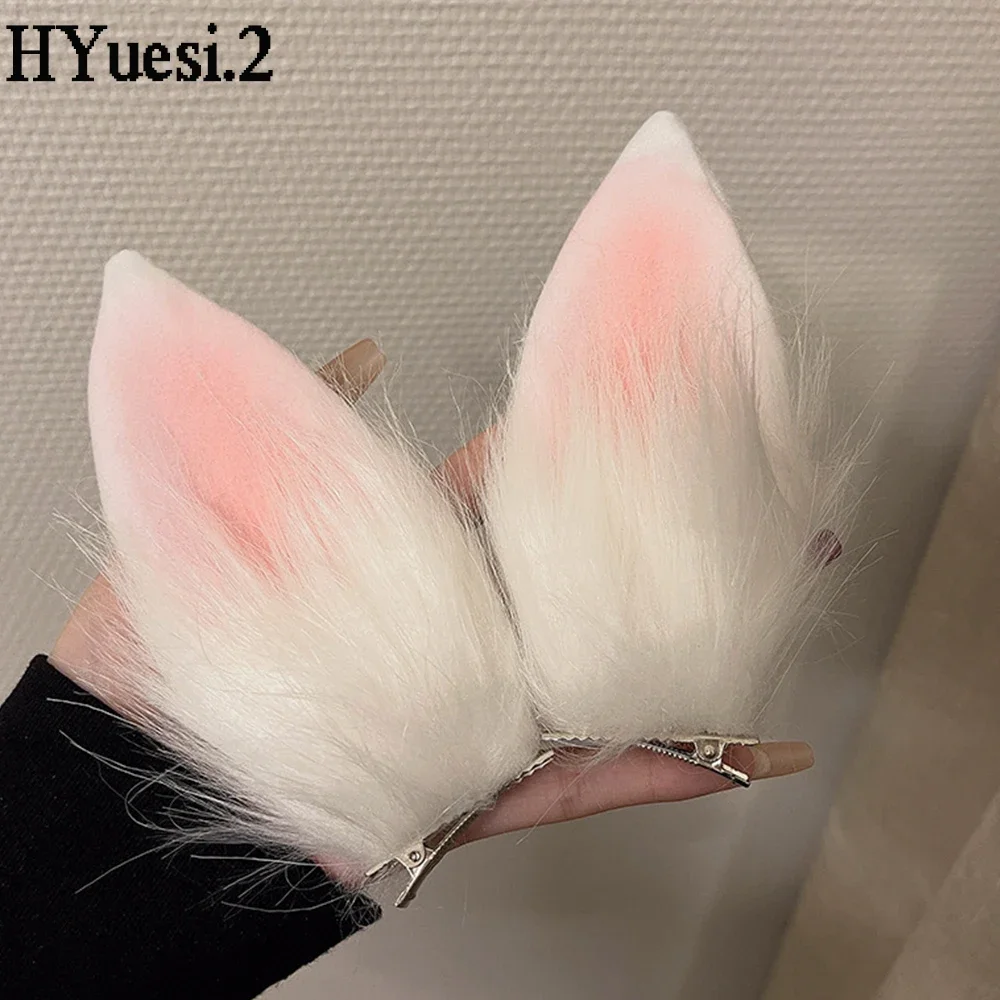 Cute Furry Bunny Ears Hair Clips Plush Rabbit Ear Duckbill Hairpin Barrettes For Girls Easter Halloween Cosplay Props Headress