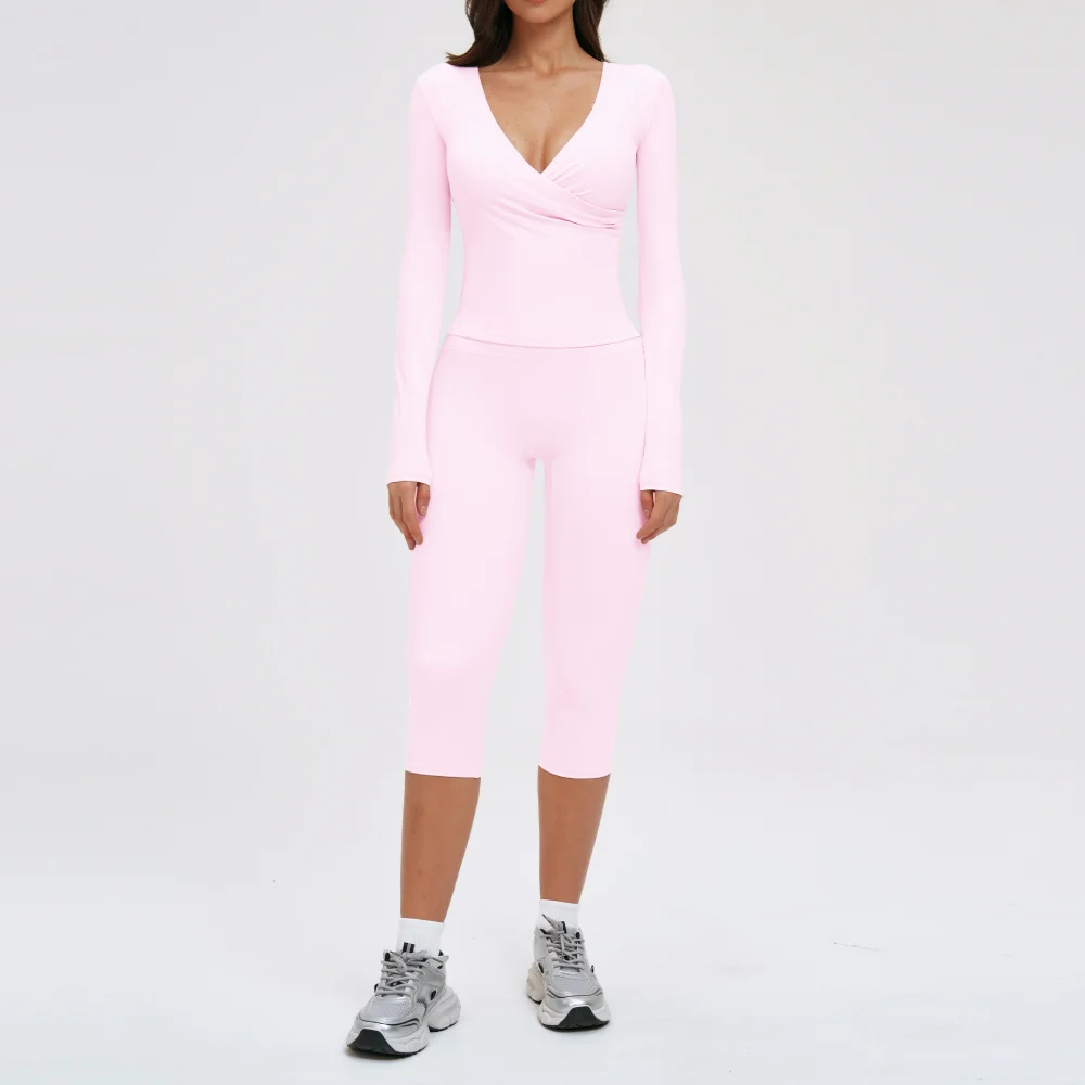 2PCS Gym Tracksuits Yoga Set Female Fitness Suit Deep V Yoga Bra Athletic Wear Women High Waist Workout Flared pants Sports Suit - Image 5