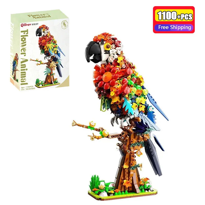 

1100Pcs Parrot Building Blocks Bird Animal Series Model DIY Assembly Bricks Home Decoration Educational Toy Gift For Kids