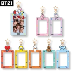 Kawaii Bt21 Popular Anime Kawaii Cooky Koya 3 Inch Idol Transparent Card Holder Credit Id Bank Card Photocard Holder Key Chain