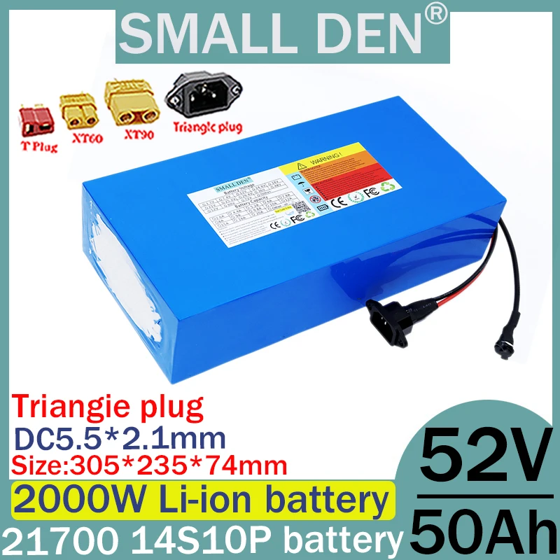 New 52V 50ah 21700 14S10P A-class lithium battery pack, 2000W high power, suitable for various energy storage backup batteries