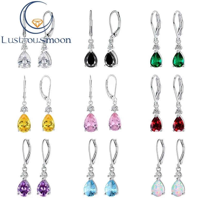 

New Hoop Earrings Pear Cut Original Color Cubic Zirconia Gemstone Multi-Color Gift for Lady's Diamond Buckle Earrings Advanced