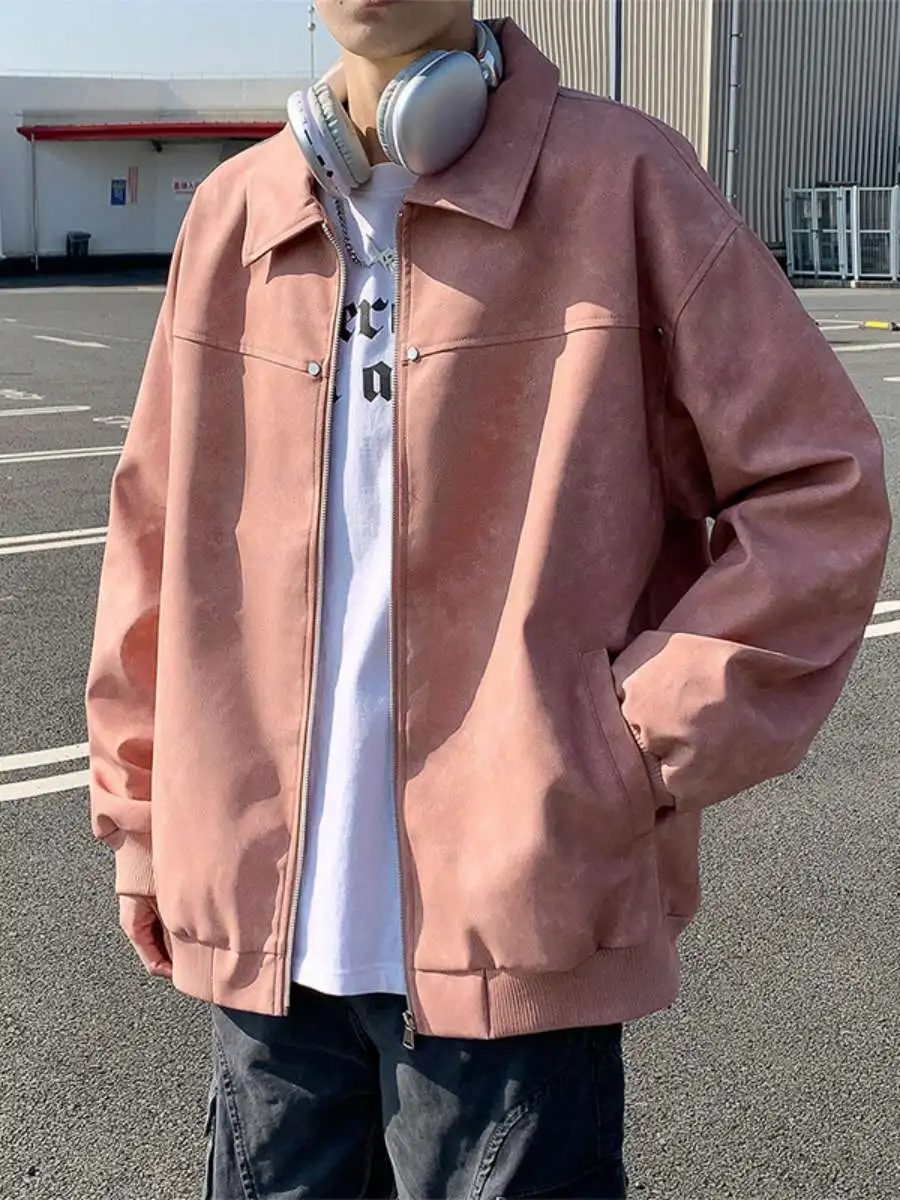 

Ретро-куртка из искусственной кожи в американском стиле для мужчин, свободного кроя, весенне-осенняя, универсальная, для пар, байкерская, молодежная, энергичная, из ПУ кожи