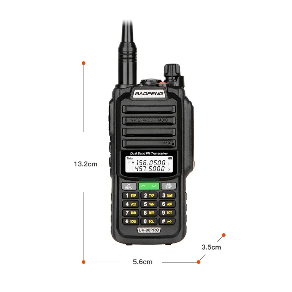 Baofeng 2024 UV-98 Pro Walkie Talkie Long Range 50KM IP68 Waterproof Dual Band FM Radio HAM CB Radio Comumicador Wireless Set