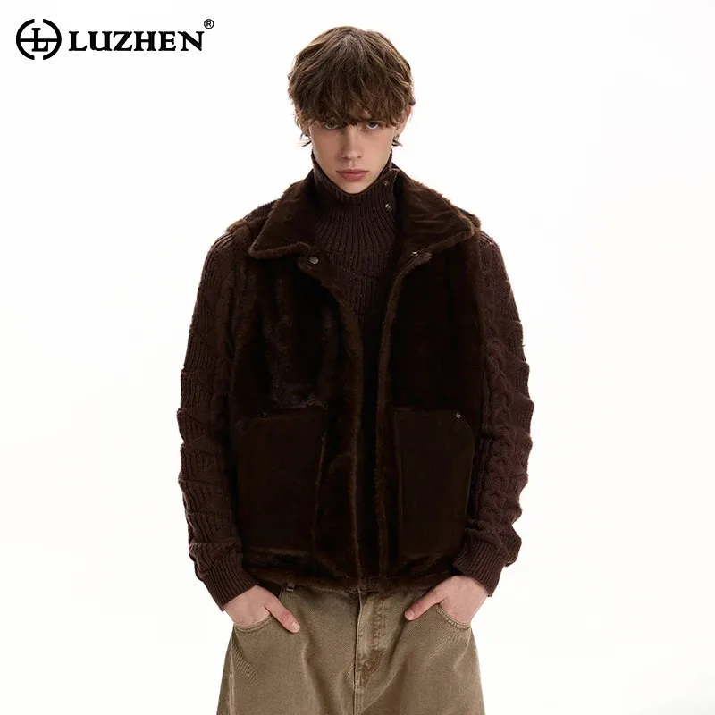

LUZHEN 2025 Winter High Quality Faux Fur Fleece Sleeveless Sleeveless Vest Parka Jacket Men's Fashion Handsome Waistcoat JY5664