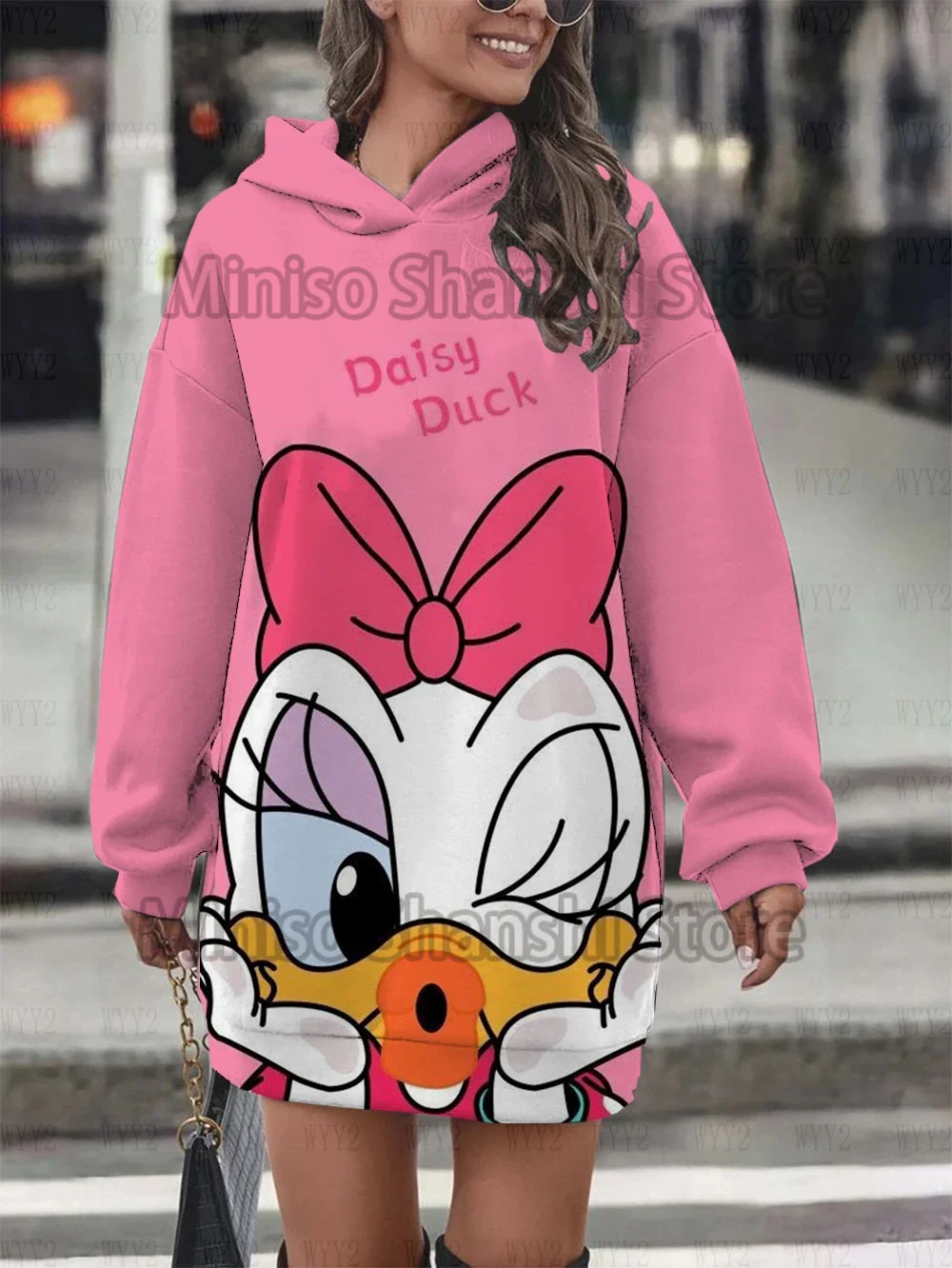 Disney-Hoodies de rua femininos casuais, estilo minimalista, vestido elegante, moletons com capuz, dique 3D, novo, 2024