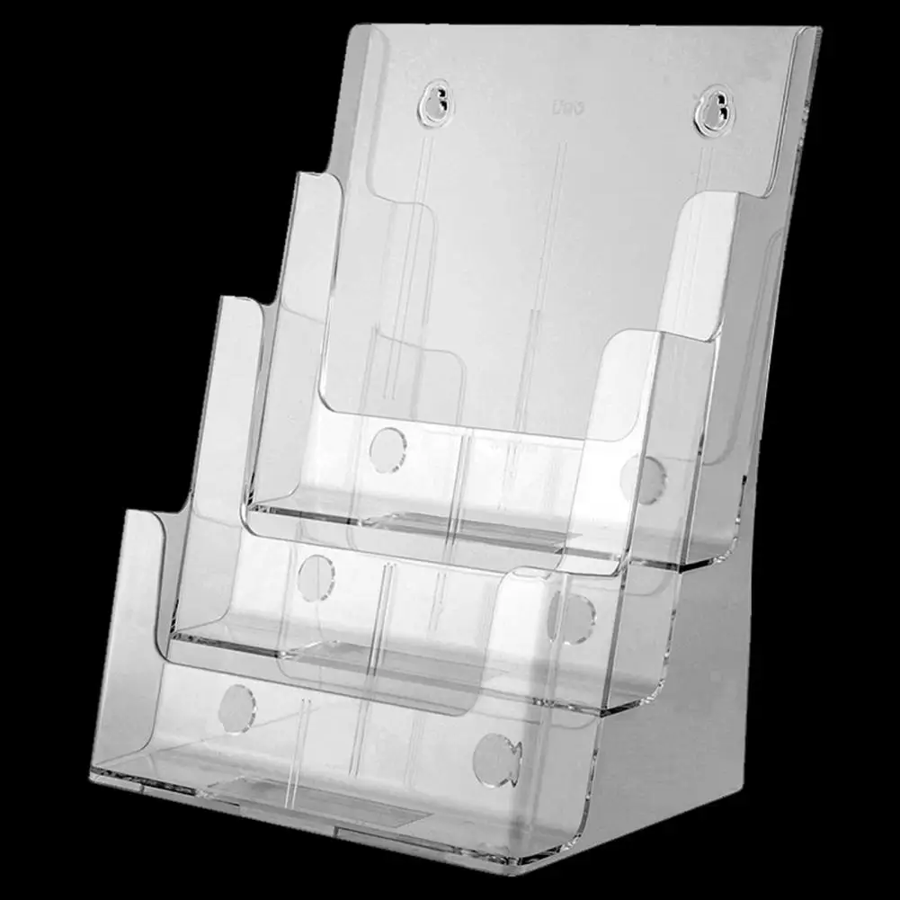 Marketing Materials Holder Acrylic 3-tier A4 Brochure Holder Wall Mount  Countertop Organizer for Flyers Booklets Magazines