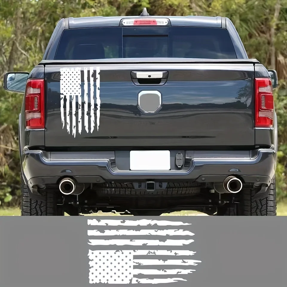 NewDistressed American Flag Vinyl Car Sticker Right & Left Facing Die Cut Glossy Film Decals Decoration  for Dodge Ram for Ford