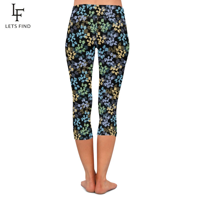 LETSFIND-Leggings capri taille haute pour femme, pantalon mi-mollet, imprimé floral 3D, camsalomon, fitness, sexy, mode estivale, nouveau, 3/4