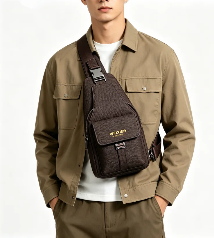 PU leather multi-functional men's simple chest bag, waterproof, wear-resistant, lightweight lock anti-theft crossbody bags сумки