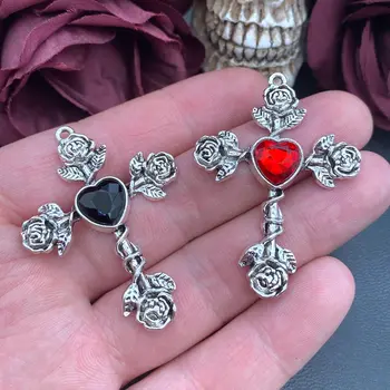 4個哥德式玫瑰十字架水晶寶石吊墜,彩色十字架吊墜,設計師款飾品,DIY飾品配件 8 最佳銷售 寶石飾品 - №3