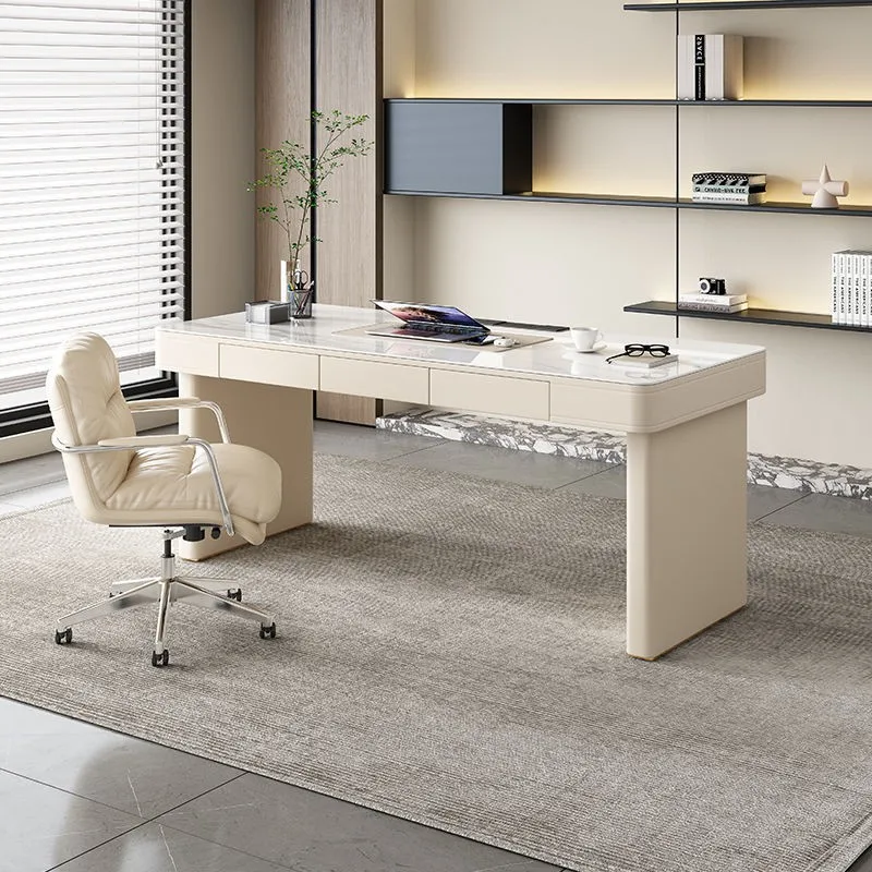 Italian Minimalist Office Desks Modern Designer Rock Slab Study Executive Computer Desk Writing Desk Commercial Furniture FYOD