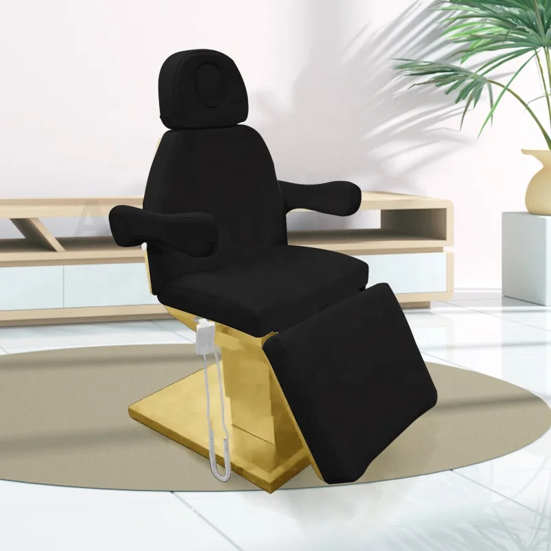 Luxurious Salon Furniture Golden Base Medical Treatment Table Head Spa Chair Beauty Bed Tattoo Electric Massage Beds