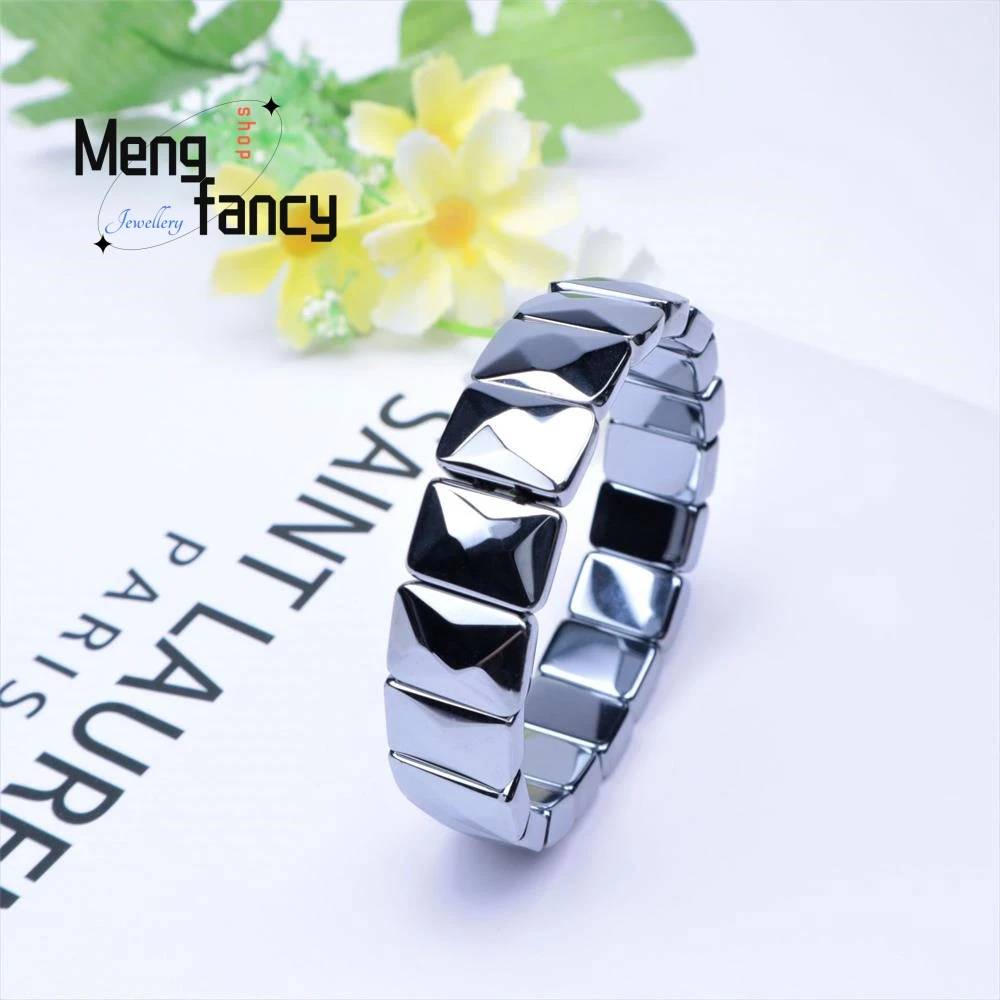 

Natural energy stone terahertz hand row cut men's and women's fashion personalised faceted terahertz hand rows