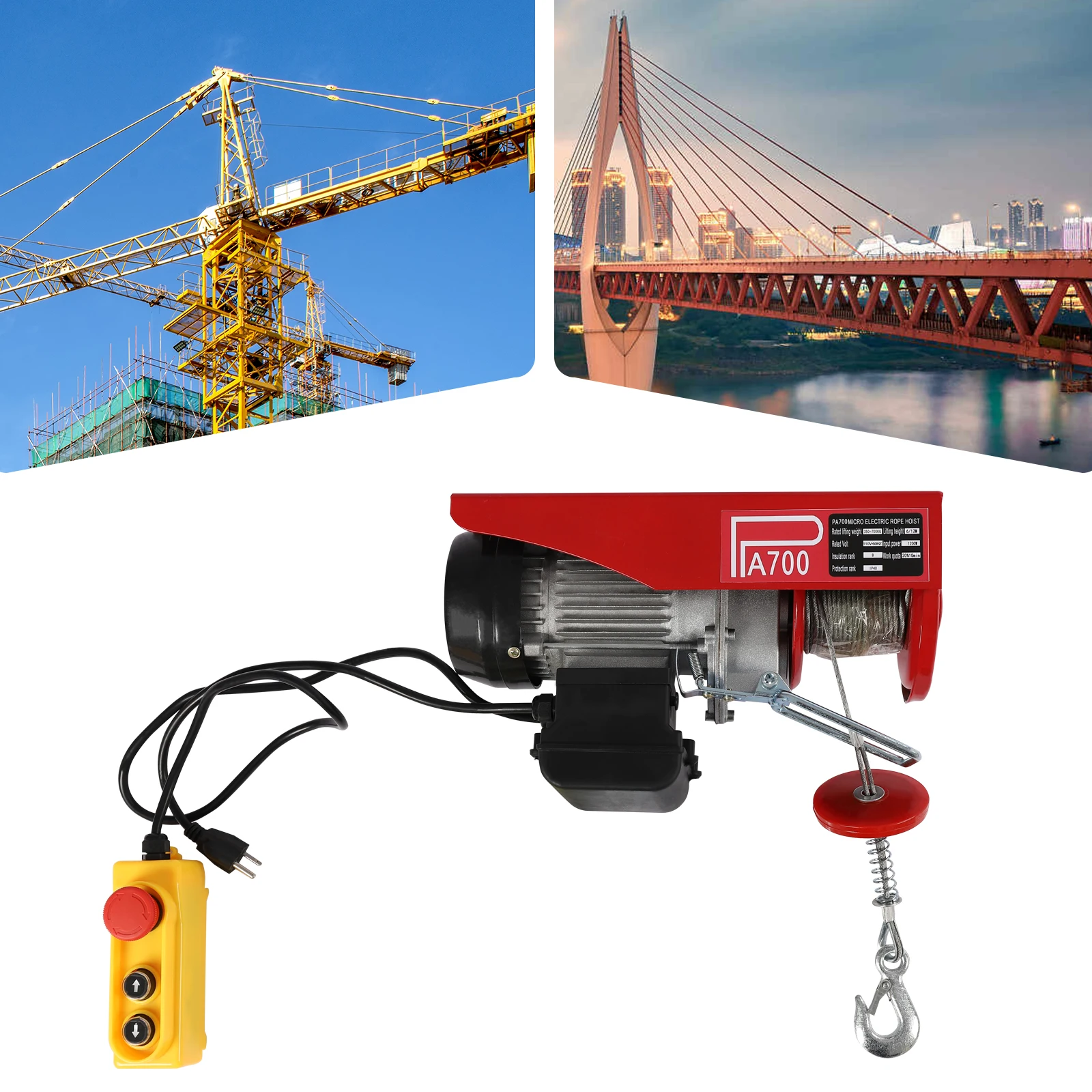 700kg Load Bearing Miniature Electric Elevator with Emergency Stop Function Electric Hoists with 2 Straps