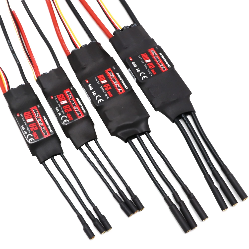 Hobbywing Bürstenloser Regler V2 100A 80A 50A 40A 2-4S Skywalker Geschwindigkeitsregler für RC Quadcopter Hubschrauber mit BEC/UBEC