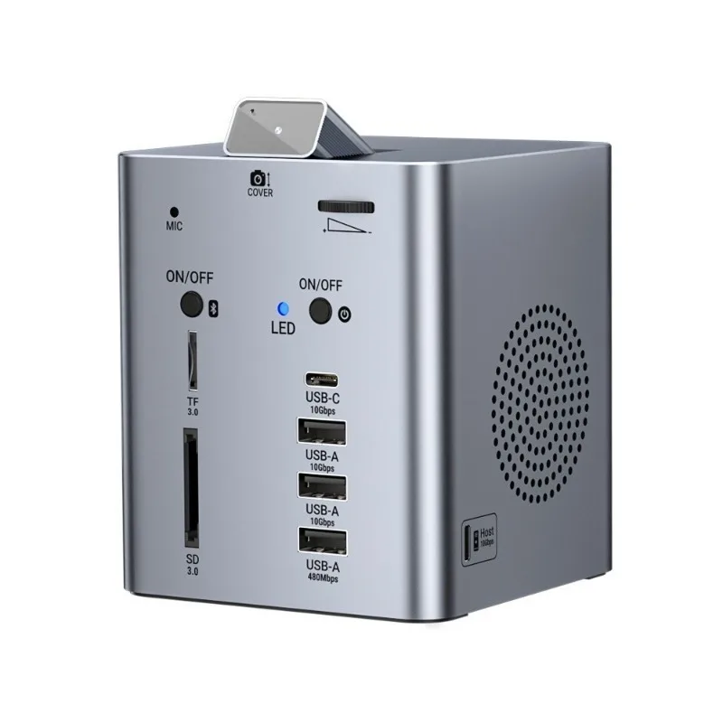 Office Desktop Multifunction Speaker Docking Station with 200W HD Camera 100W Fast Charging HUB 2K Webcam