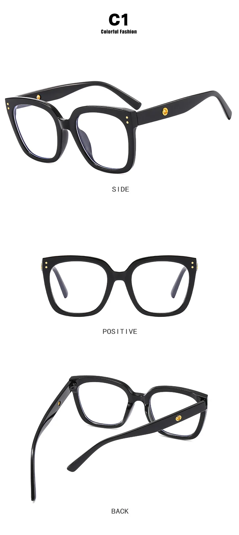 Neue Marke Design Mode übergroße quadratische Brille Frauen Rahmen photo chrome Anti-Blaulicht Computer Hyperopie Lesebrille – Detail 8